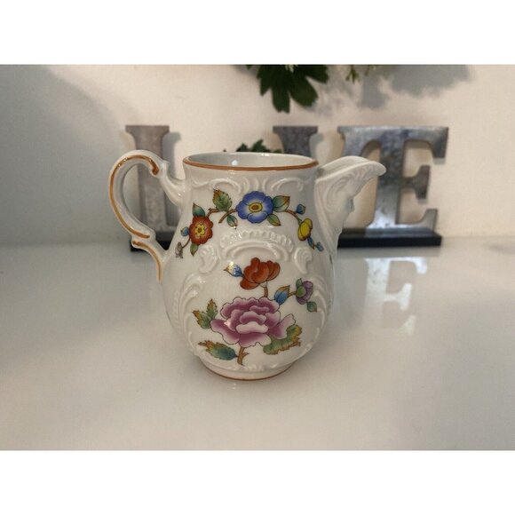 Estee Lauder Chinoiserie Floral Porcelain Creamer Pitcher Butterfly & Flowers - Picture 8 of 16